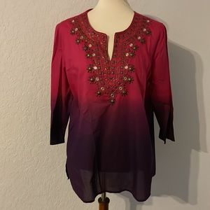 Chico vibrant ombré splendor jailene summerberry tunic top. Size M